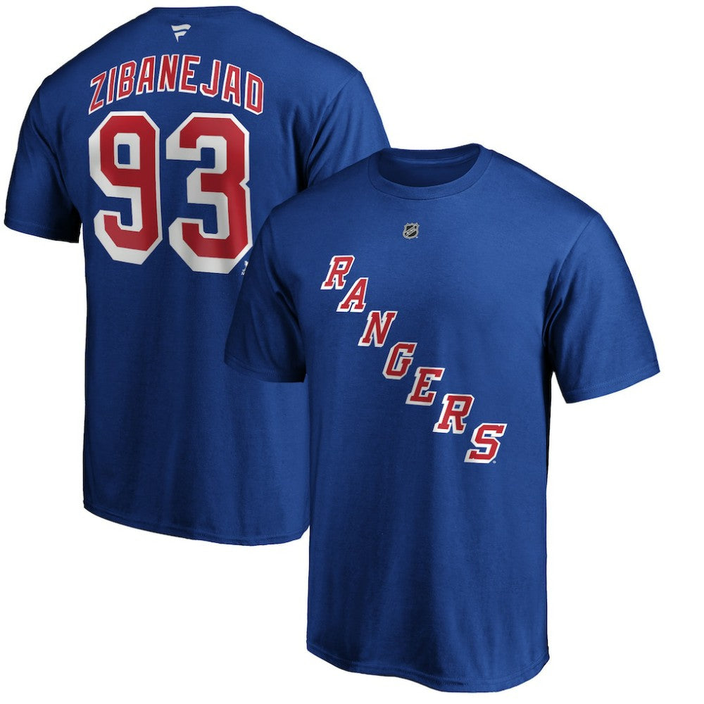 Mika Zibanejad New York Rangers Fanatics Authentic Stack Player Name & Number T-Shirt - Blue | US 3706541