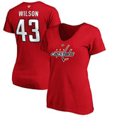 Tom Wilson Washington Capitals Fanatics Women's Authentic Stack Name & Number V-Neck T-Shirt - Red | US 3706599