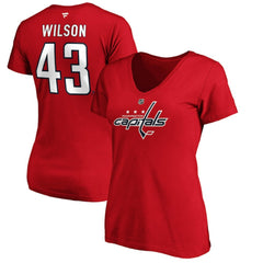 Tom Wilson Washington Capitals Fanatics Women's Authentic Stack Name & Number V-Neck T-Shirt - Red | US 3706599