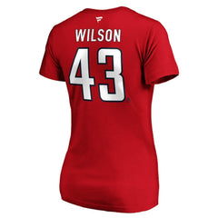 Tom Wilson Washington Capitals Fanatics Women's Authentic Stack Name & Number V-Neck T-Shirt - Red | US 3706599