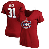 Carey Price Montreal Canadiens Fanatics Women's Authentic Stack Name & Number V-Neck T-Shirt - Red | US 3706658