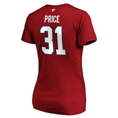 Carey Price Montreal Canadiens Fanatics Women's Authentic Stack Name & Number V-Neck T-Shirt - Red | US 3706658