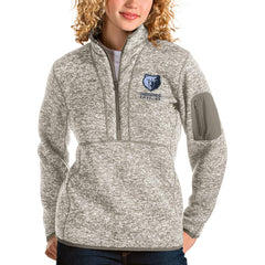 Memphis Grizzlies Antigua Women's Fortune Quarter-Zip Pullover Jacket Natural