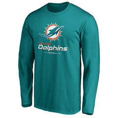 Miami Dolphins Team Lockup Long Sleeve T-Shirt - Aqua T-shirts
