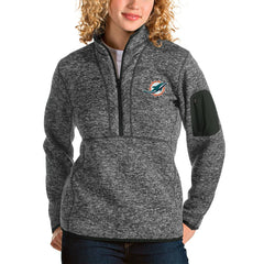 Miami Dolphins Antigua Women's Fortune Half-Zip Pullover Jacket - Charcoal Pullover