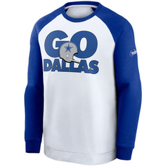 Dallas Cowboys Fan Gear Throwback Go Helmet Sweatshirt - White/Royal Sweatshirts