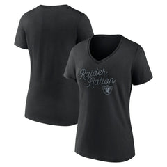 Las Vegas Raiders Women's Iconic Script State V-Neck T-Shirt - Black T-shirts