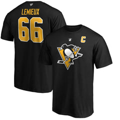 Mario Lemieux Pittsburgh Penguins Fanatics Authentic Stack Retired Player Name & Number T-Shirt - Black | US 3749068