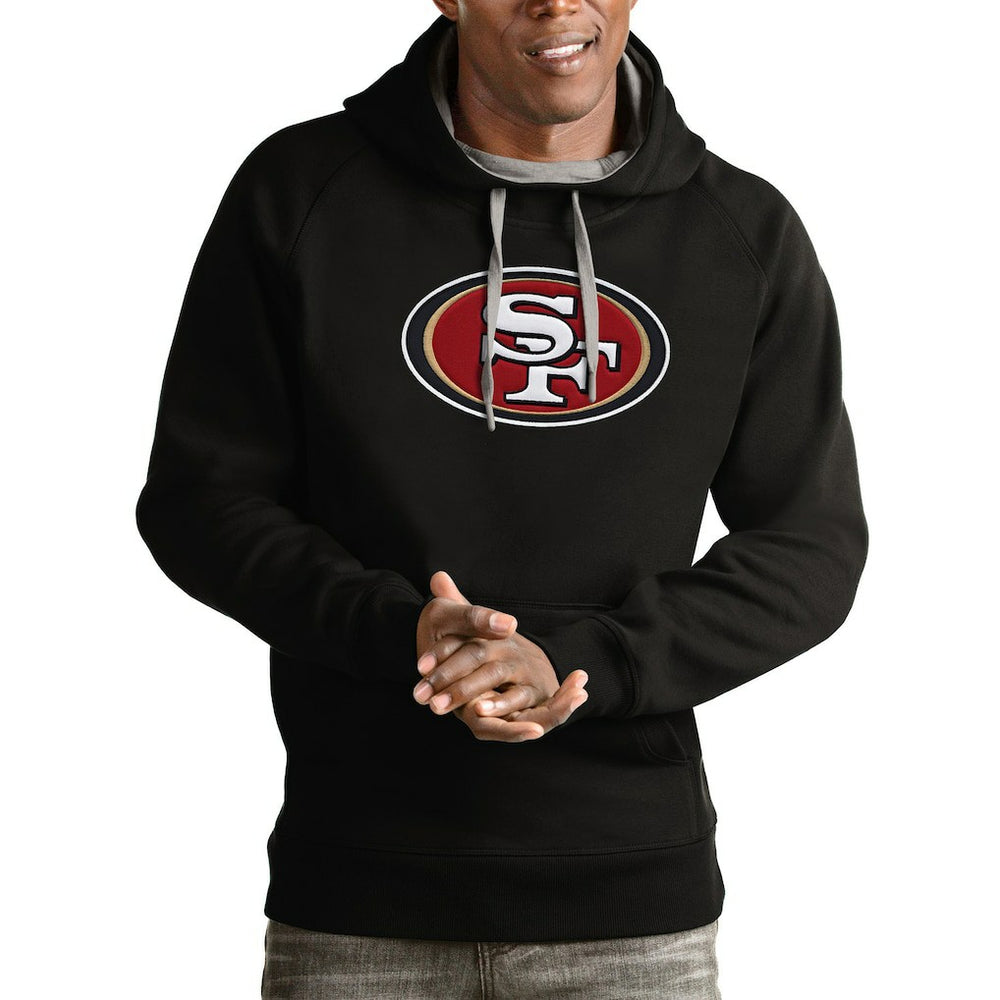 San Francisco 49ers Antigua Victory Pullover Hoodie - Black Hoodies