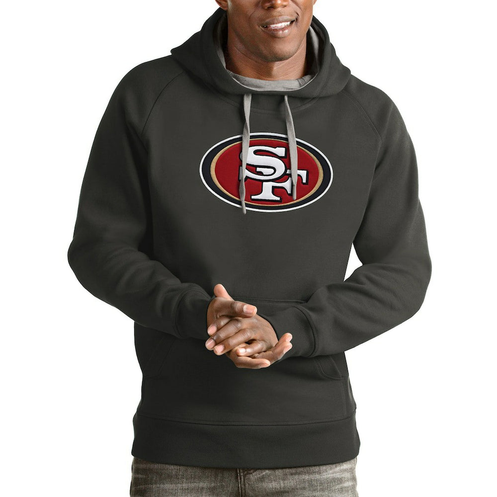 San Francisco 49ers Antigua Victory Pullover Hoodie - Charcoal Hoodies