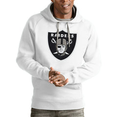 Las Vegas Raiders Antigua Victory Pullover Hoodie - White Hoodies