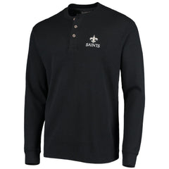 New Orleans Saints Dunbrooke Logo Maverick Thermal Henley Long Sleeve T-Shirt - Black T-shirts