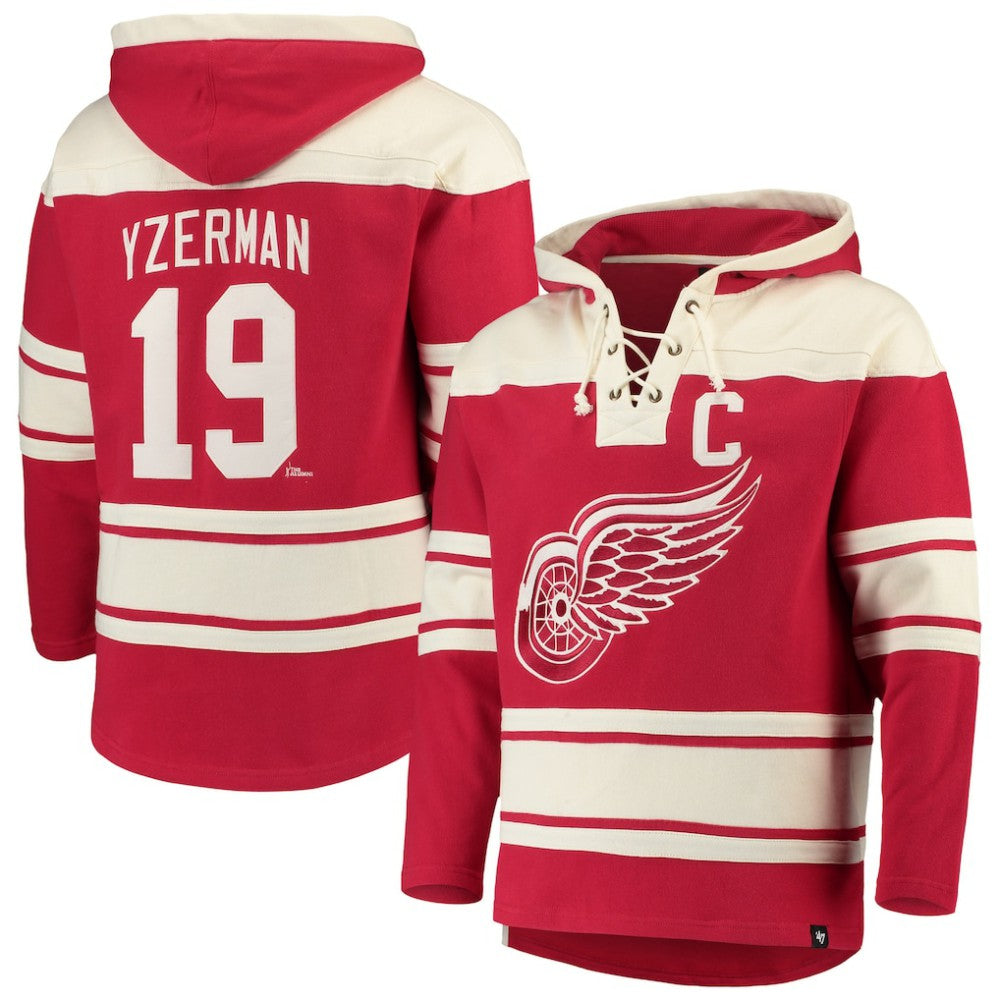 Steve Yzerman Detroit Red Wings '47 Player Lacer Pullover Hoodie - Red | US 3781526