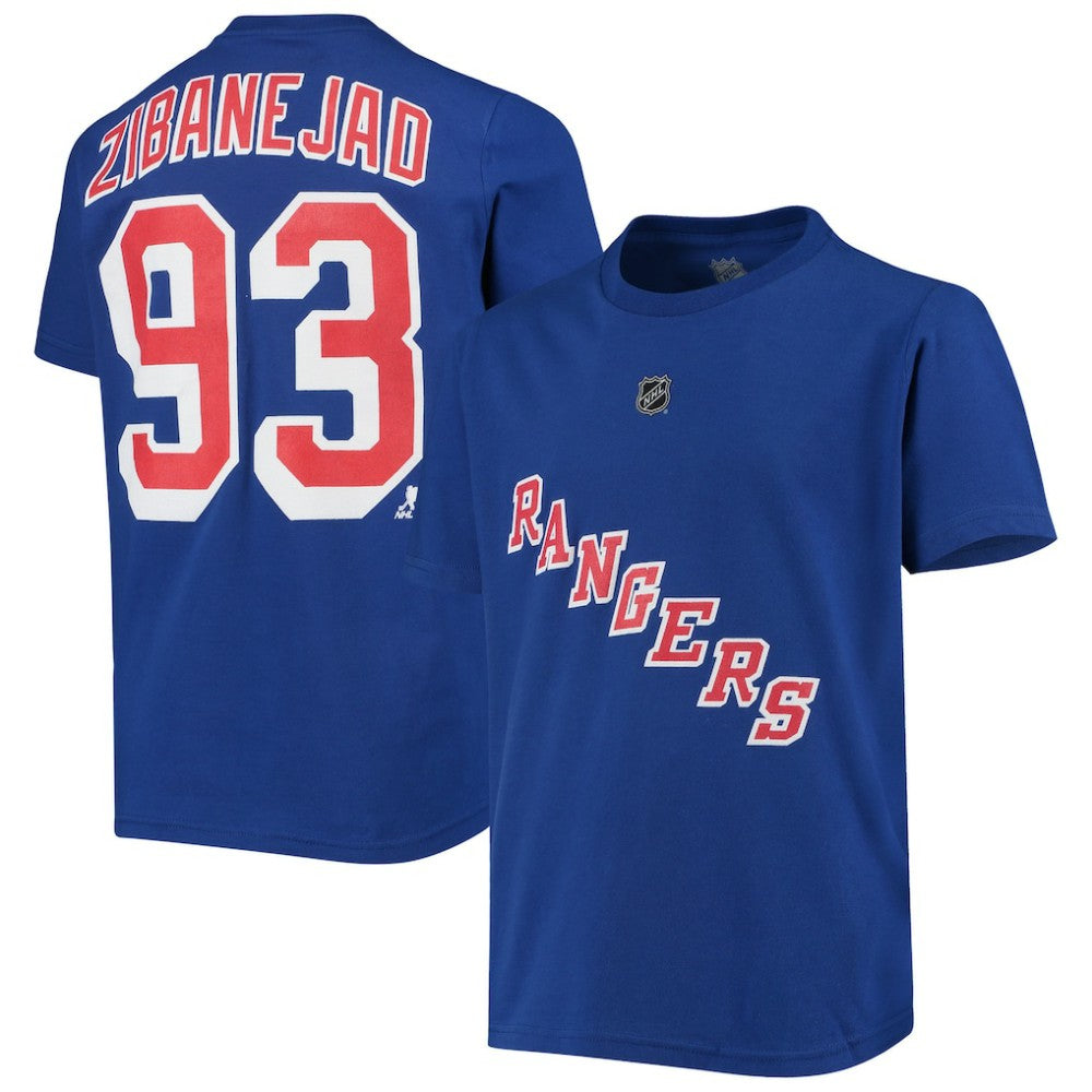 Mika Zibanejad New York Rangers Youth Player Name & Number T-Shirt - Blue | US 3789171