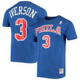 Allen Iverson Philadelphia 76ers Hardwood Classics Name & Number Player T-Shirt Royal - Mitchell & Ness
