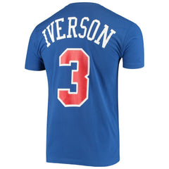 Allen Iverson Philadelphia 76ers Hardwood Classics Name & Number Player T-Shirt Royal - Mitchell & Ness