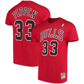 Scottie Pippen Chicago Bulls Hardwood Classics Name & Number Player T-Shirt Red - Mitchell & Ness