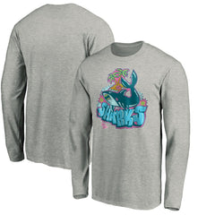 San Jose Sharks Graffiti Shark Long Sleeve T-Shirt - Heather Gray | US 3800094