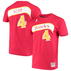 Spud Webb Atlanta Hawks Hardwood Classics Name & Number T-Shirt Red - Mitchell & Ness