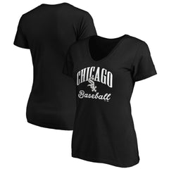 Chicago White Sox Fanatics Women's Victory Script V-Neck T-Shirt - Black T-shirts