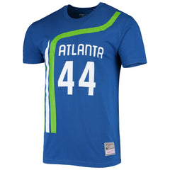 Pete Maravich Atlanta Hawks Hardwood Classics Stitch Name & Number T-Shirt Blue - Mitchell & Ness
