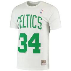 Paul Pierce Boston Celtics Hardwood Classics Stitch Name & Number T-Shirt White - Mitchell & Ness