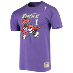 Tracy McGrady Toronto Raptors Hardwood Classics Stitch Name & Number T-Shirt Purple - Mitchell & Ness