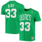 Larry Bird Boston Celtics Hardwood Classics Stitch Name & Number T-Shirt Kelly Green - Mitchell & Ness