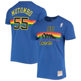 Dikembe Mutombo Denver Nuggets Hardwood Classics Stitch Name & Number T-Shirt Royal - Mitchell & Ness