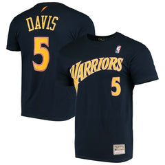 Baron Davis Golden State Warriors Hardwood Classics Stitch Name & Number T-Shirt Navy - Mitchell & Ness