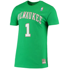 Oscar Robertson Milwaukee Bucks Hardwood Classics Stitch Name & Number T-Shirt Green - Mitchell & Ness