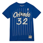 Shaquille O'Neal Orlando Magic Hardwood Classics Stitch Name & Number T-Shirt Blue - Mitchell & Ness