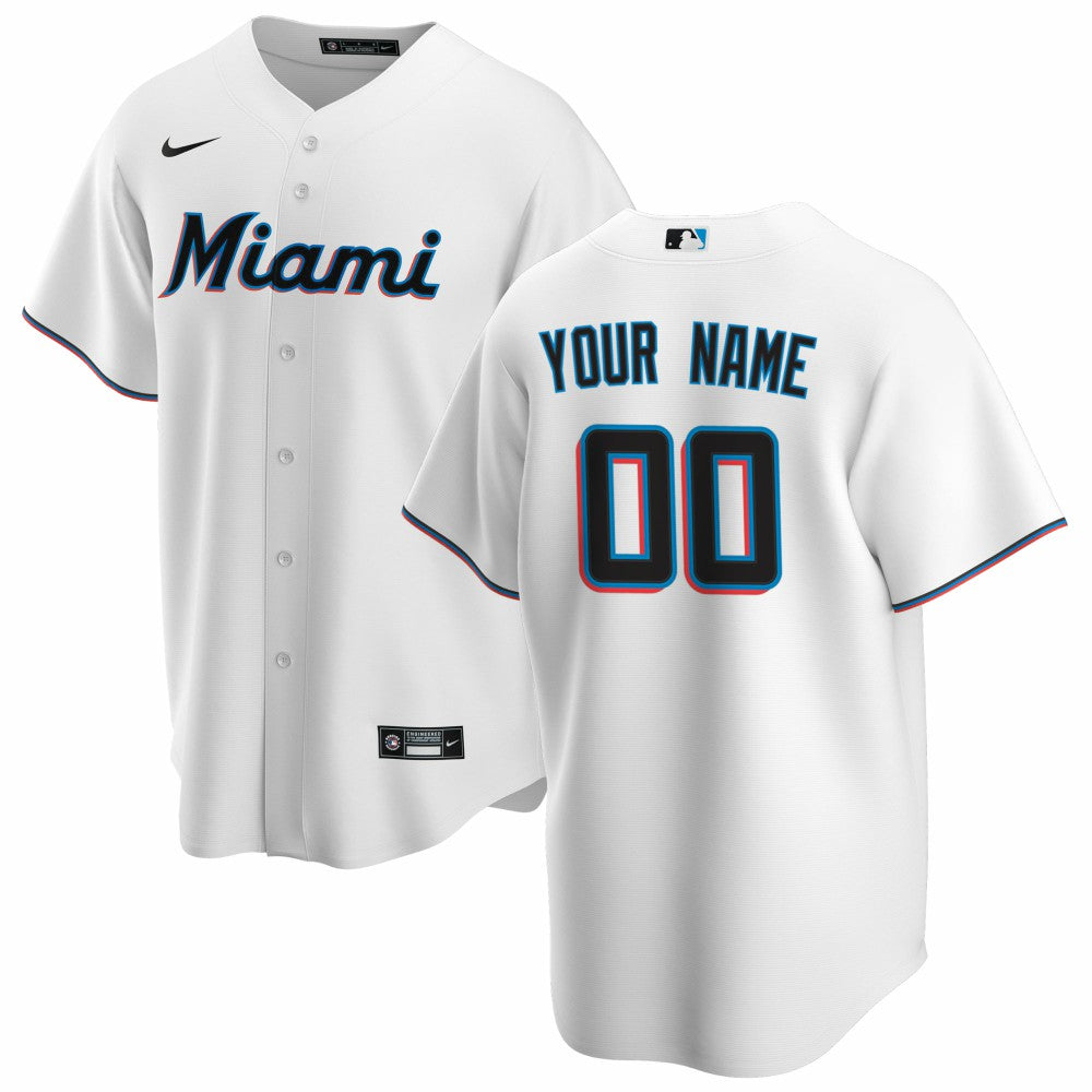 Miami Marlins Nike Home Replica Custom Jersey - White Jerseys