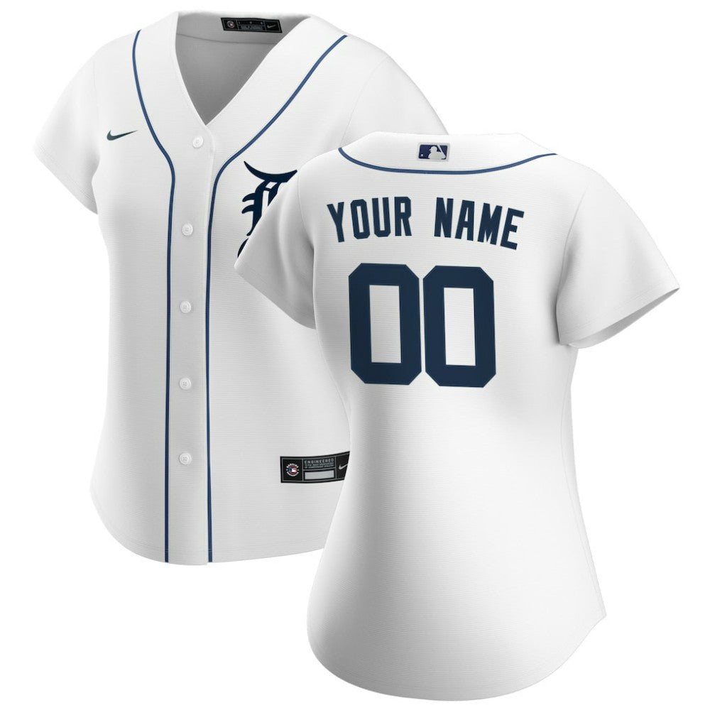 Detroit Tigers Nike Women's Home Replica Custom Jersey - White Jerseys