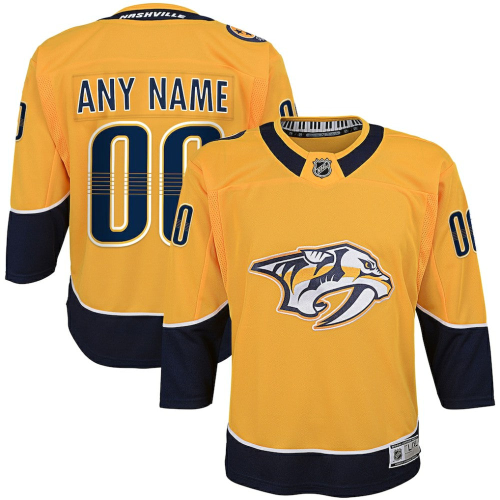 Nashville Predators Youth Home Premier Custom Jersey - Yellow | US 3820536