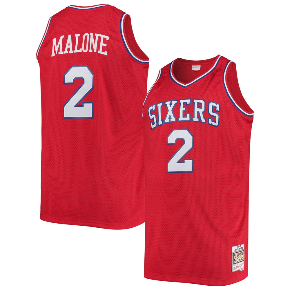 Moses Malone Philadelphia 76ers 1982/83 Big & Tall Hardwood Classics Swingman Jersey Red - Mitchell & Ness