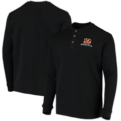 Cincinnati Bengals Dunbrooke Logo Maverick Thermal Henley Long Sleeve T-Shirt - Black T-shirts