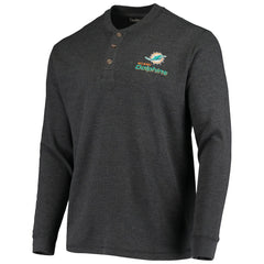 Miami Dolphins Dunbrooke Logo Maverick Thermal Henley Long Sleeve T-Shirt - Charcoal T-shirts