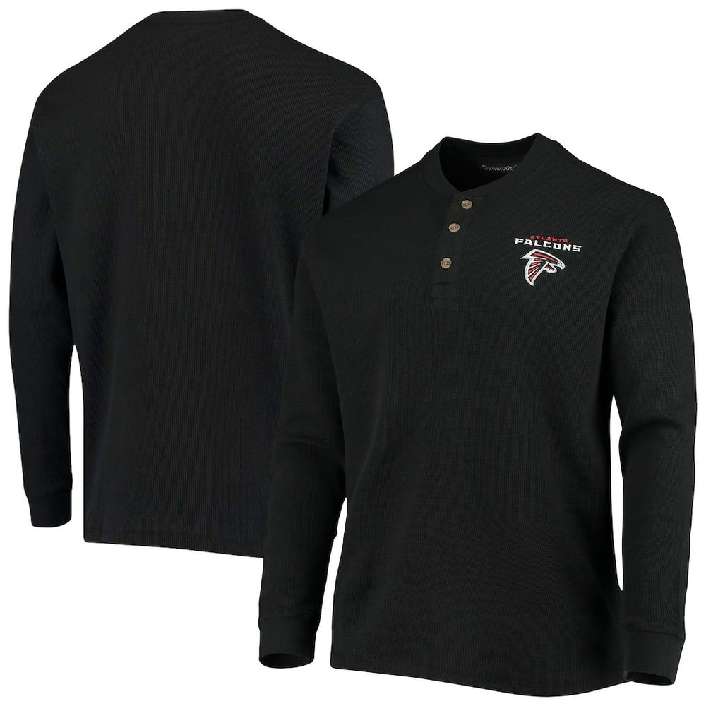 Atlanta Falcons Dunbrooke Logo Maverick Thermal Henley Long Sleeve T-Shirt - Black T-shirts