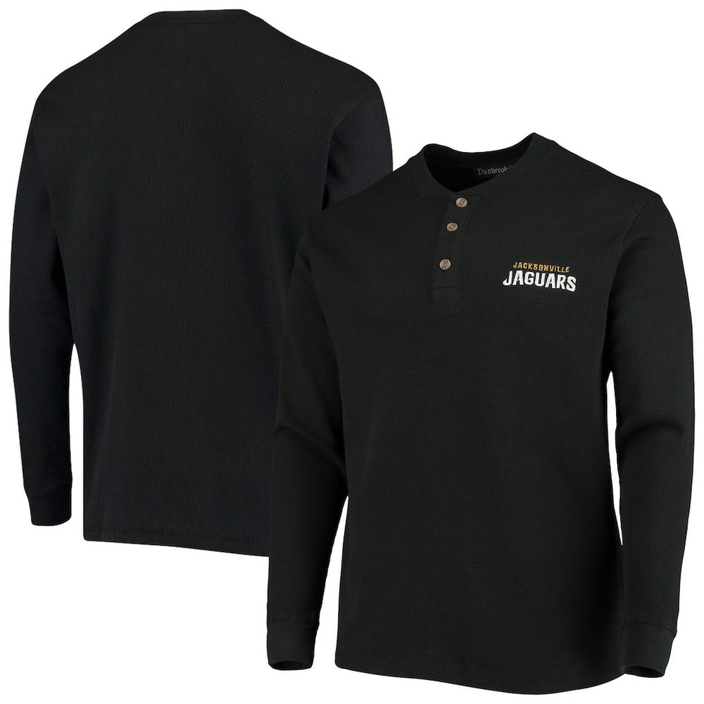 Jacksonville Jaguars Dunbrooke Logo Maverick Thermal Henley Long Sleeve T-Shirt - Black T-shirts
