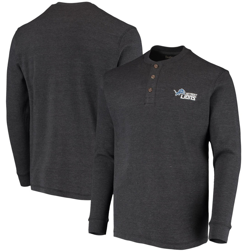Detroit Lions Dunbrooke Logo Maverick Thermal Henley Long Sleeve T-Shirt - Charcoal T-shirts