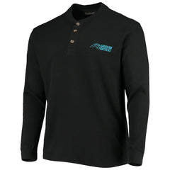 Carolina Panthers Dunbrooke Logo Maverick Thermal Henley Long Sleeve T-Shirt - Black T-shirts