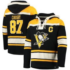 Sidney Crosby Pittsburgh Penguins '47 Player Name & Number Lacer Pullover Hoodie - Black | US 3848274