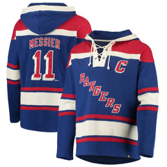 Mark Messier New York Rangers '47 Retired Player Name & Number Lacer Pullover Hoodie - Blue | US 3848811