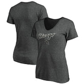 Chicago White Sox Fanatics Women's Team Logo Lockup V-Neck T-Shirt - Heathered Charcoal T-shirts