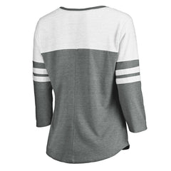 San Diego Padres Fanatics Women's Official Wordmark 3/4 Sleeve V-Neck T-Shirt - Heathered Gray/White T-shirts