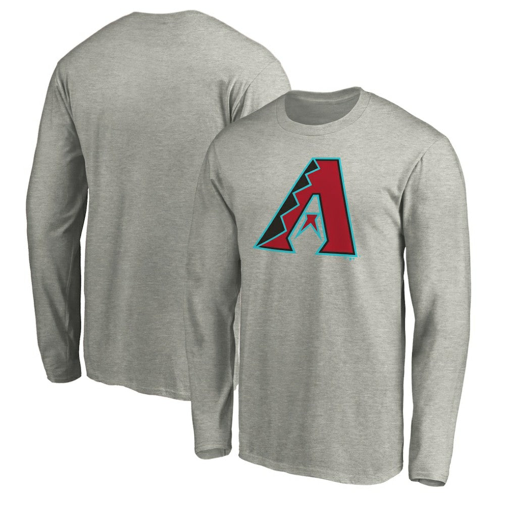 Arizona Diamondbacks Official Team Logo Long Sleeve T-Shirt - Heather Gray T-shirts