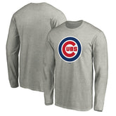 Chicago Cubs Official Team Logo Long Sleeve T-Shirt - Heather Gray T-shirts