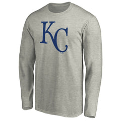 Kansas City Royals Official Team Logo Long Sleeve T-Shirt - Heather Gray T-shirts