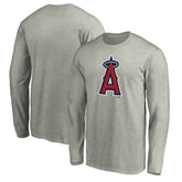 Los Angeles Angels Official Team Logo Long Sleeve T-Shirt - Heather Gray T-shirts